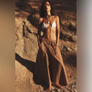 Free People Olivia Striped Pants | Size Small | Gold/Wine Colors